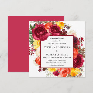 Rustige Herfst Floral Square Wedding Kaart