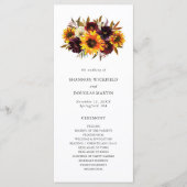 Rustige Herfst Floral Sunflower Wedding Programmakaart (Voorkant)