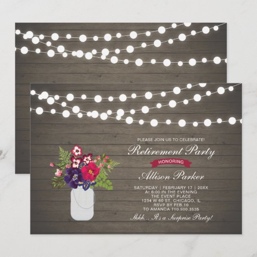 Rustige Herfst Floral Surprise Retirement Party Kaart (Voorkant / Achterkant)