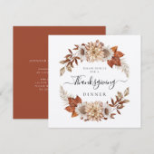 Rustige Herfst Floral Thanksgiving Dinner Square Kaart (Voorkant / Achterkant)