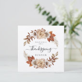 Rustige Herfst Floral Thanksgiving Dinner Square Kaart (Staand voorkant)