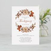 Rustige Herfst Floral Thanksgiving Folie Uitnodiging (Staand Voorkant)