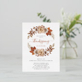 Rustige Herfst Floral Thanksgiving Folie Uitnodiging Briefkaart (Staand Voorkant)