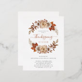 Rustige Herfst Floral Thanksgiving Folie Uitnodiging Briefkaart (Voorkant / Achterkant)