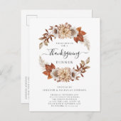 Rustige Herfst Floral Thanksgiving Uitnodiging Briefkaart (Voorkant / Achterkant)