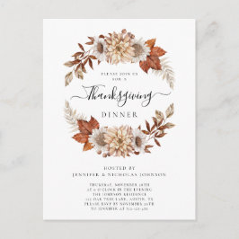 Rustige Herfst Floral Thanksgiving Uitnodiging Briefkaart