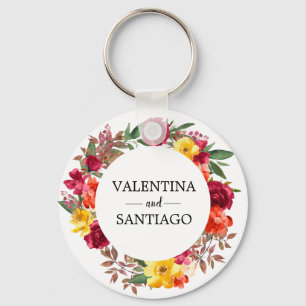 Rustige Herfst Floral Wedding Favor Sleutelhanger