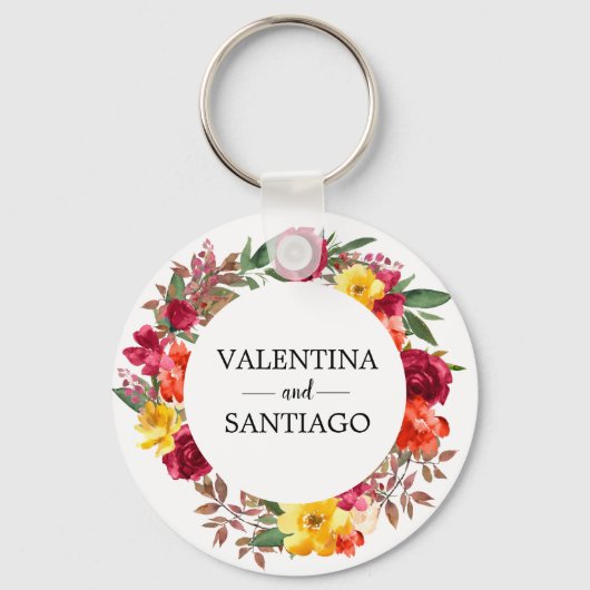 Rustige Herfst Floral Wedding Favor Sleutelhanger (Voorkant)