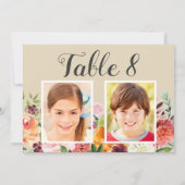 Rustige Herfst Floral Wedding Photo Table Number Kaart (Achterkant)