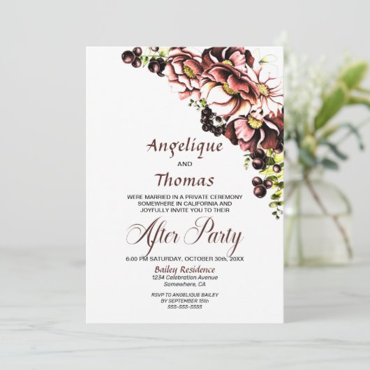 Rustige Herfst Floral Wedding Reception Kaart (Staand voorkant)