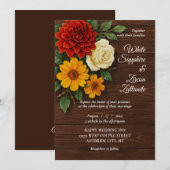 Rustige Herfst Floral Wedding Uitnodiging (Voorkant / Achterkant)