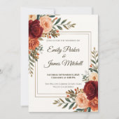 Rustige Herfst Floral Wedding Uitnodiging (Voorkant)