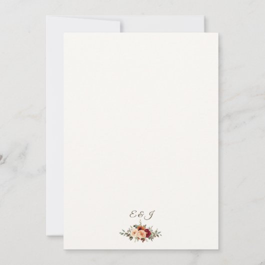 Rustige Herfst Floral Wedding Uitnodiging (Achterkant)