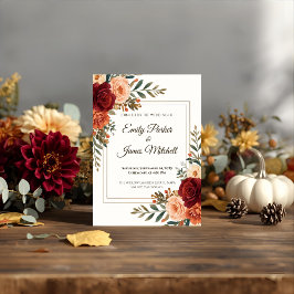 Rustige Herfst Floral Wedding Uitnodiging