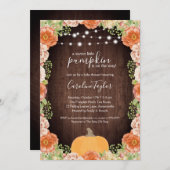 Rustige Herfst Florals Houten Baby shower Uitnodig Kaart (Voorkant / Achterkant)