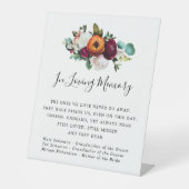 Rustige Herfst Flowers Wedding Memorial Pedestal S Reclamebord Met Voetstuk (Voorkant)