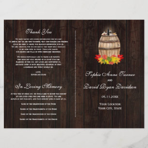 Rustige Herfst Foliage Wine Barrel Wedding Program Flyer