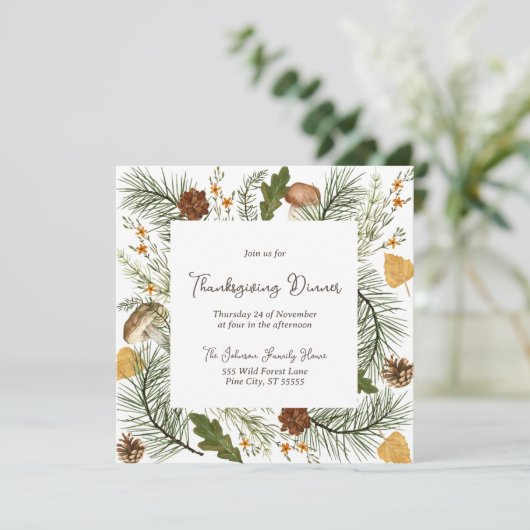 Rustige Herfst Forest Thanksgiving Dinner Kaart (Staand voorkant)