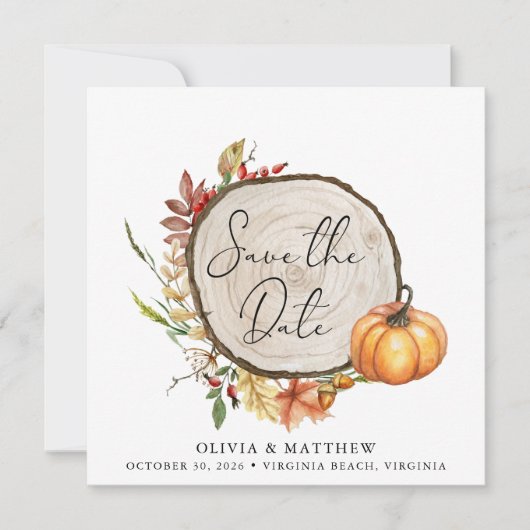 Rustige Herfst Foto Hood Slice Boho Save the Date (Voorkant)