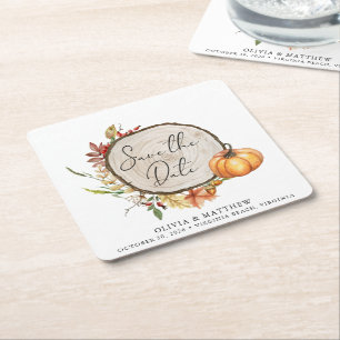 Rustige Herfst Foto Hood Slice Boho Save the Date Kartonnen Onderzetters
