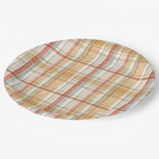 Rustige Herfst Geplakt Waterverf Patroon Papieren Bordje (Gekanteld)