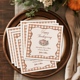Rustige herfst geruite Thanksgiving-diner Servet
