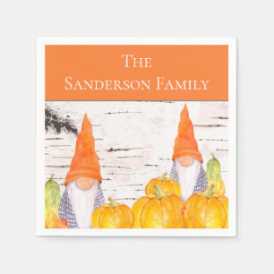 Rustige Herfst Gnome oranje pompoen Servet