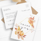 Rustige Herfst Gold Floral bruiloft Hartelijk dank Briefkaart