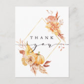 Rustige Herfst Gold Floral bruiloft Hartelijk dank Briefkaart (Voorkant)