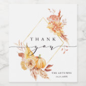 Rustige Herfst Gold Floral Pumpkin - Aangepast bed Wijn Etiket (Enkel label)