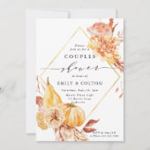 Rustige Herfst Gold Floral Pumpkin Couples — Showe Kaart (Voorkant)