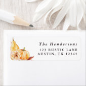 Rustige Herfst Gold Floral Pumpkin Return Address Etiket (Insitu)