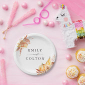 Rustige Herfst Gold Floral Pumpkin Wedding Papieren Bordje (Feest)