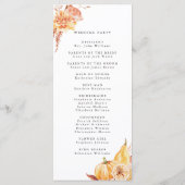 Rustige Herfst Gold Floral Pumpkin Wedding Programmakaart (Achterkant)