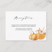Rustige Herfst Gold Floral Pumpkin Wedding Recepti Informatiekaartje (Voorkant)