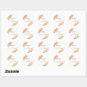 Rustige Herfst Gold Floral Pumpkin Wedding Ronde Sticker (Vel)