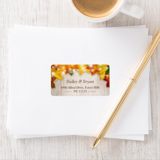 Rustige herfst Gold Maple leest String Lights Etiket (Insitu)