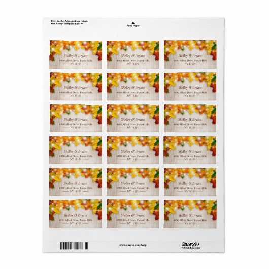 Rustige herfst Gold Maple leest String Lights Etiket (Full Sheet)