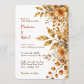 Rustige herfst gouden waterverf botanische bruilof kaart (Voorkant)