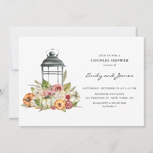Rustige Herfst Harvest Lantern Couples Shower Kaart (Voorkant)