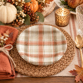 Rustige Herfst Herfst Klassieke Plaid Roest Crème Papieren Kommen
