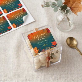 Rustige herfst - herfstbladeren in turquoise en or vierkante sticker