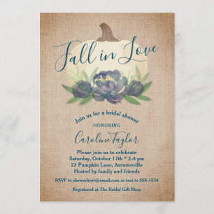 Rustige Herfst in Love Blue Floral Vrijgezellenfee Kaart