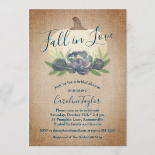 Rustige Herfst in Love Blue Floral Vrijgezellenfee Kaart