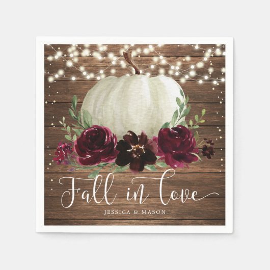 Rustige Herfst in Love Pumpkin Wedding Servet (Voorkant)
