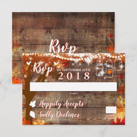 Rustige Herfst in Love RSVP Card Kaart (Voorkant / Achterkant)