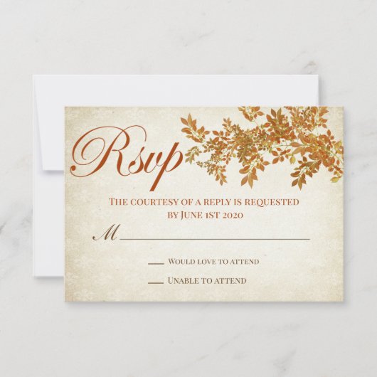 Rustige Herfst in Love RSVP Card Kaartje (Voorkant)