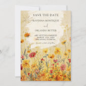 Rustige herfst kleurrijke wilde bloemen weide brui save the date (Voorkant)