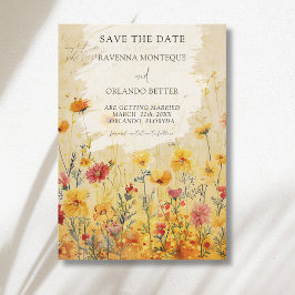 Rustige herfst kleurrijke wilde bloemen weide brui save the date