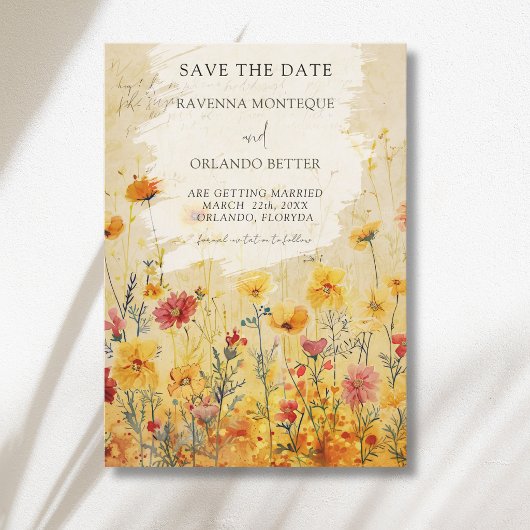 Rustige herfst kleurrijke wilde bloemen weide brui save the date
